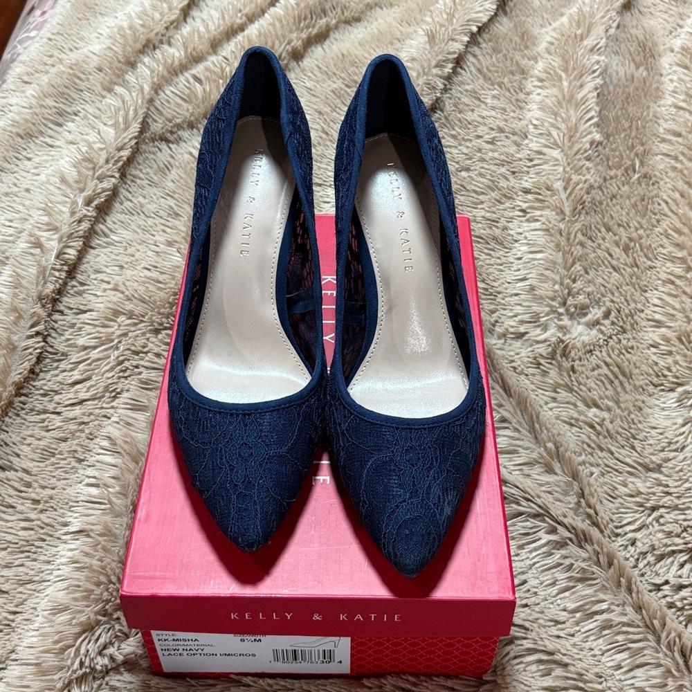 Kelly & Katie Navy Lace Heels